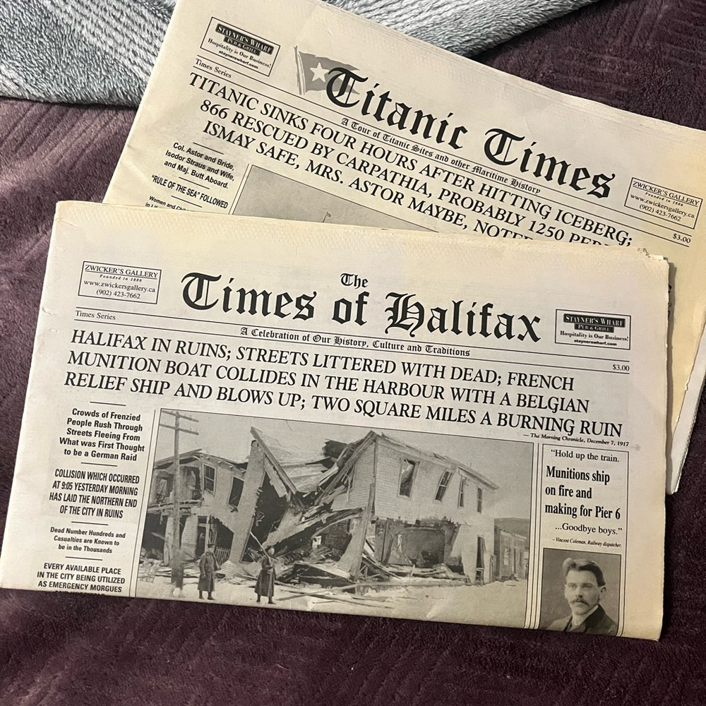 Vintage Titanic and Halifax Newspapers
